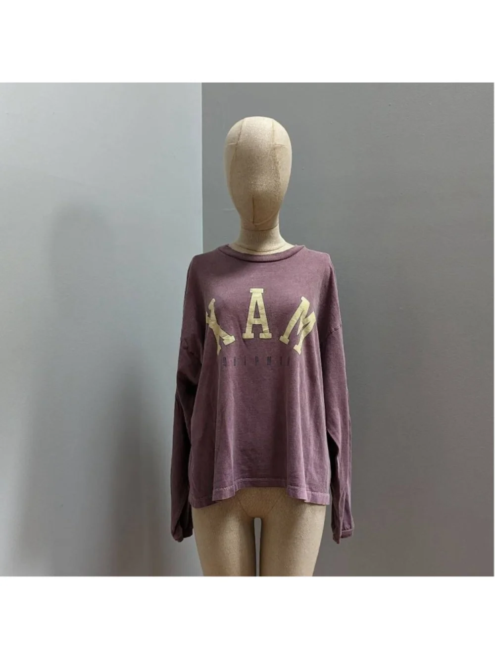 XAM Equipment Vintage 90s Garment Dyed Long Sleeve Plum Purple Top One Size